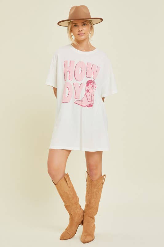 Howdy T-Shirt Dress Ivory