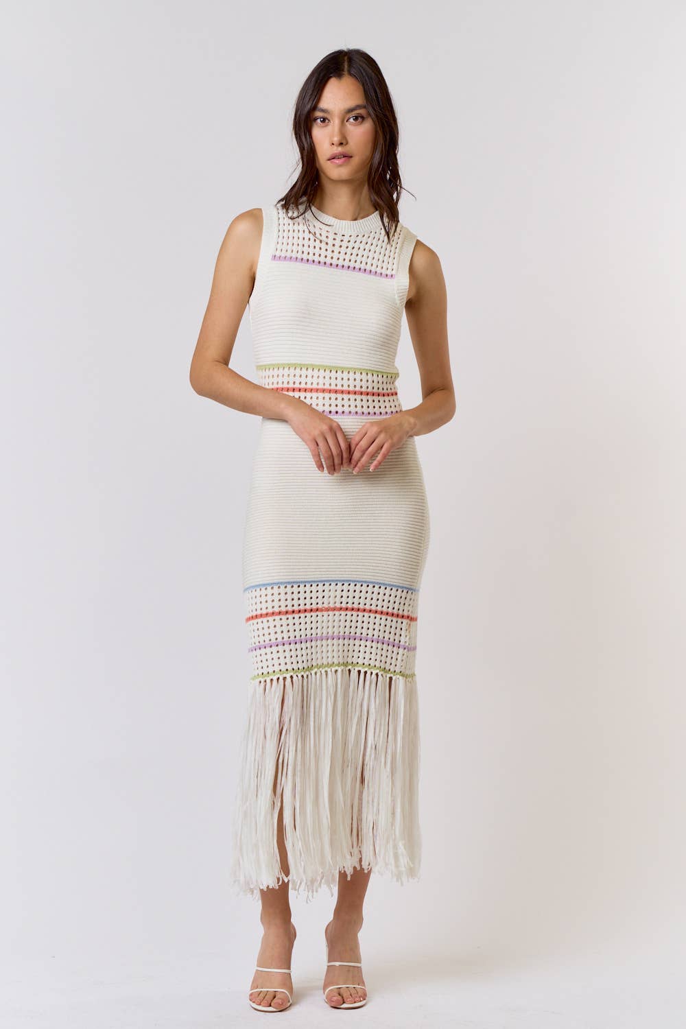 Fringe Detail Stripe Dress