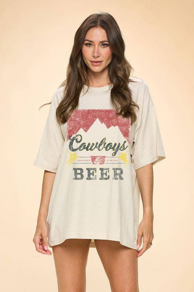 Cowboys & Beer Oversized Tee