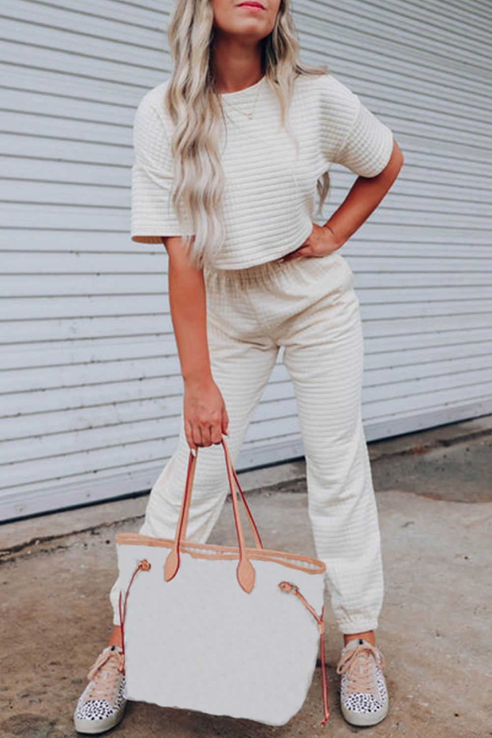 Ivory White Crop Lounge Set