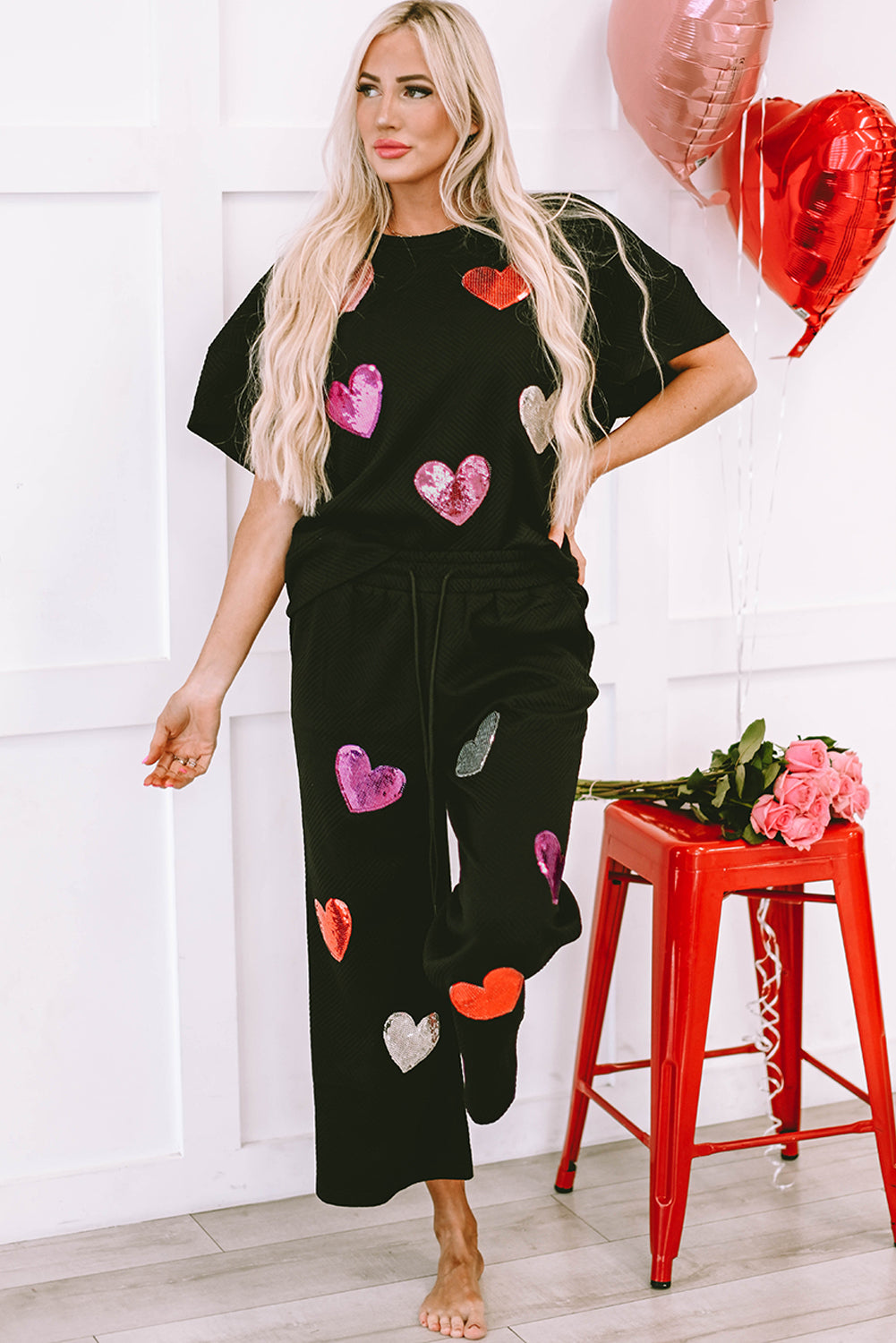 Black Heart Loungewear Set