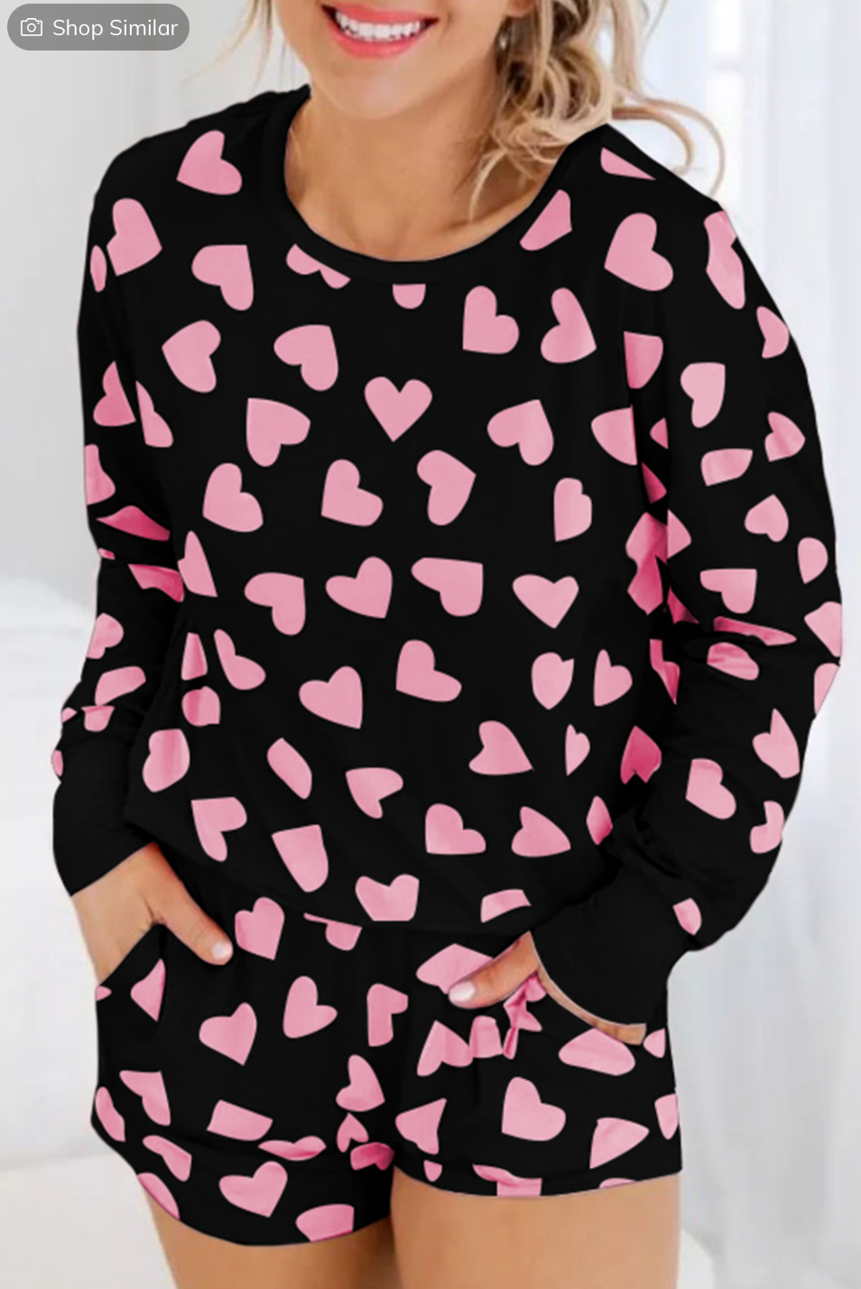 Black Heart Pajama Set