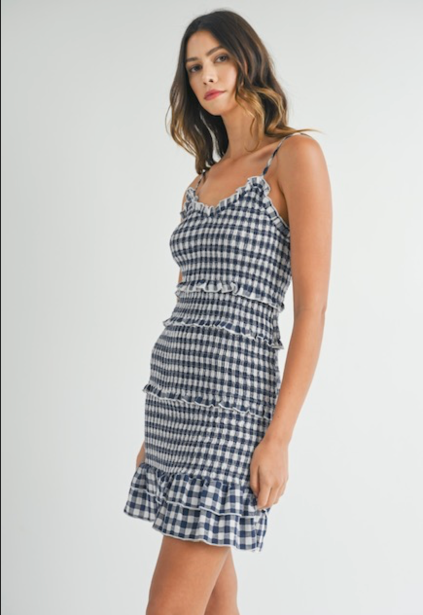 Navy Check Dress