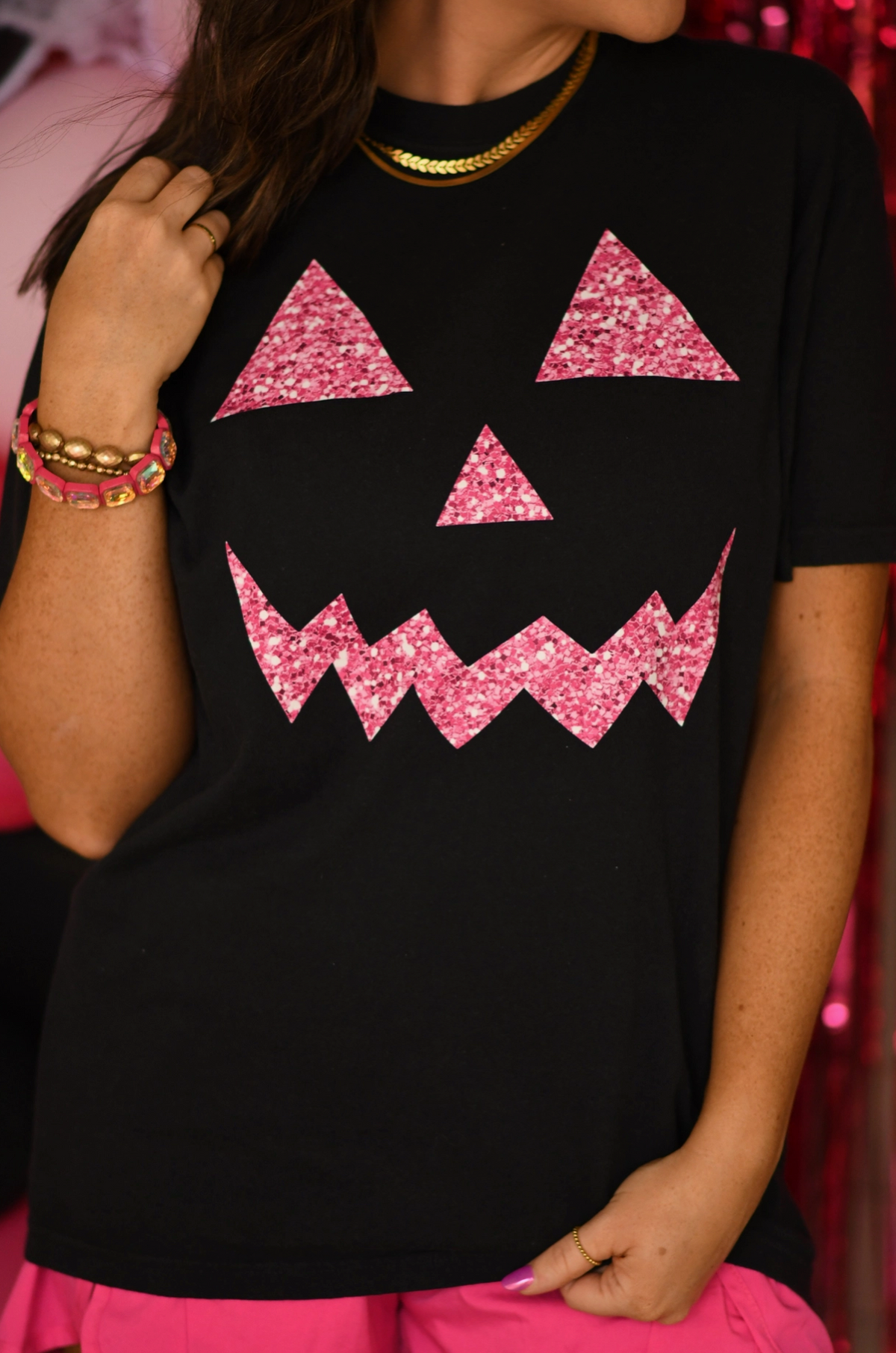 Pink Sparkle Black Tee - YOUTH