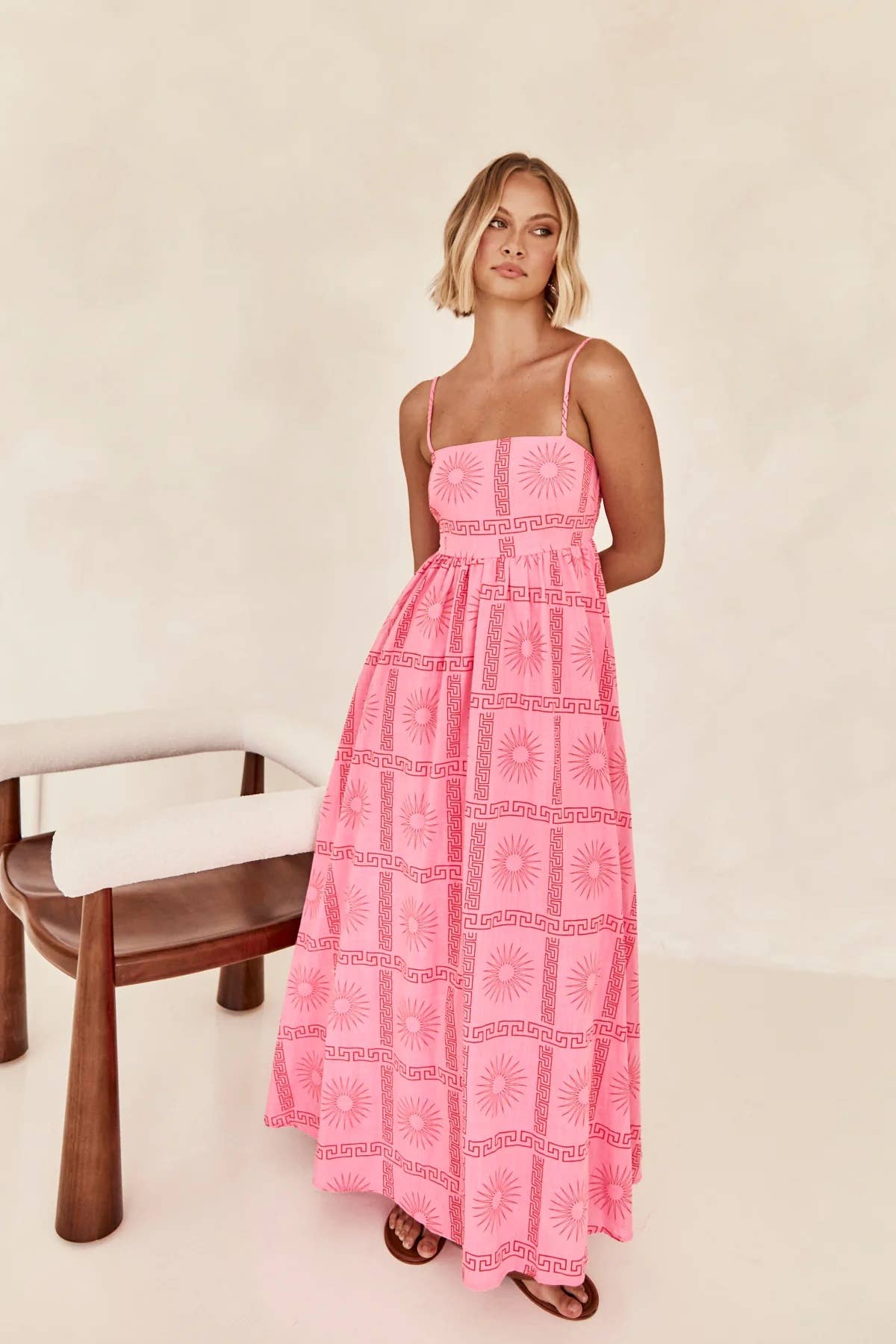 Pink Cut Out Back Maxi Dress