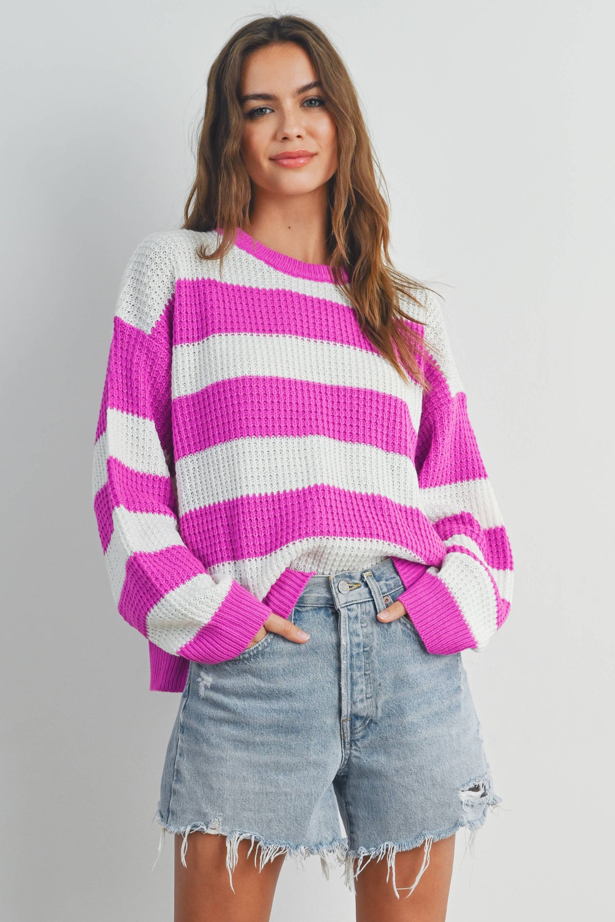 Striped Sweater Fuchsia