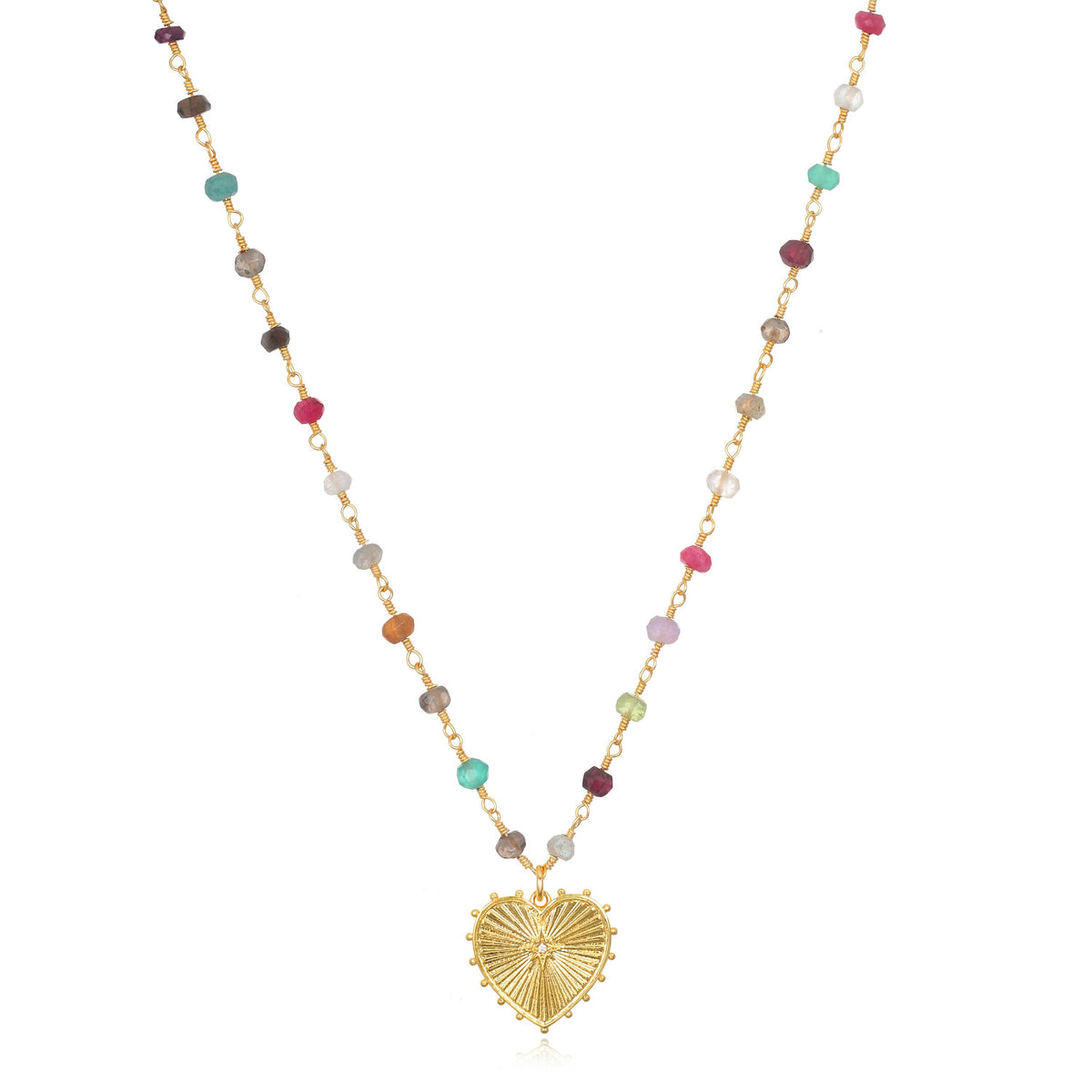 Rainbow Heart Charm Necklace